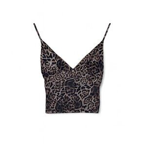 Princess Polly Leopard Animal Print Mesh Cami Crop Top Size 2 Y2K Festival